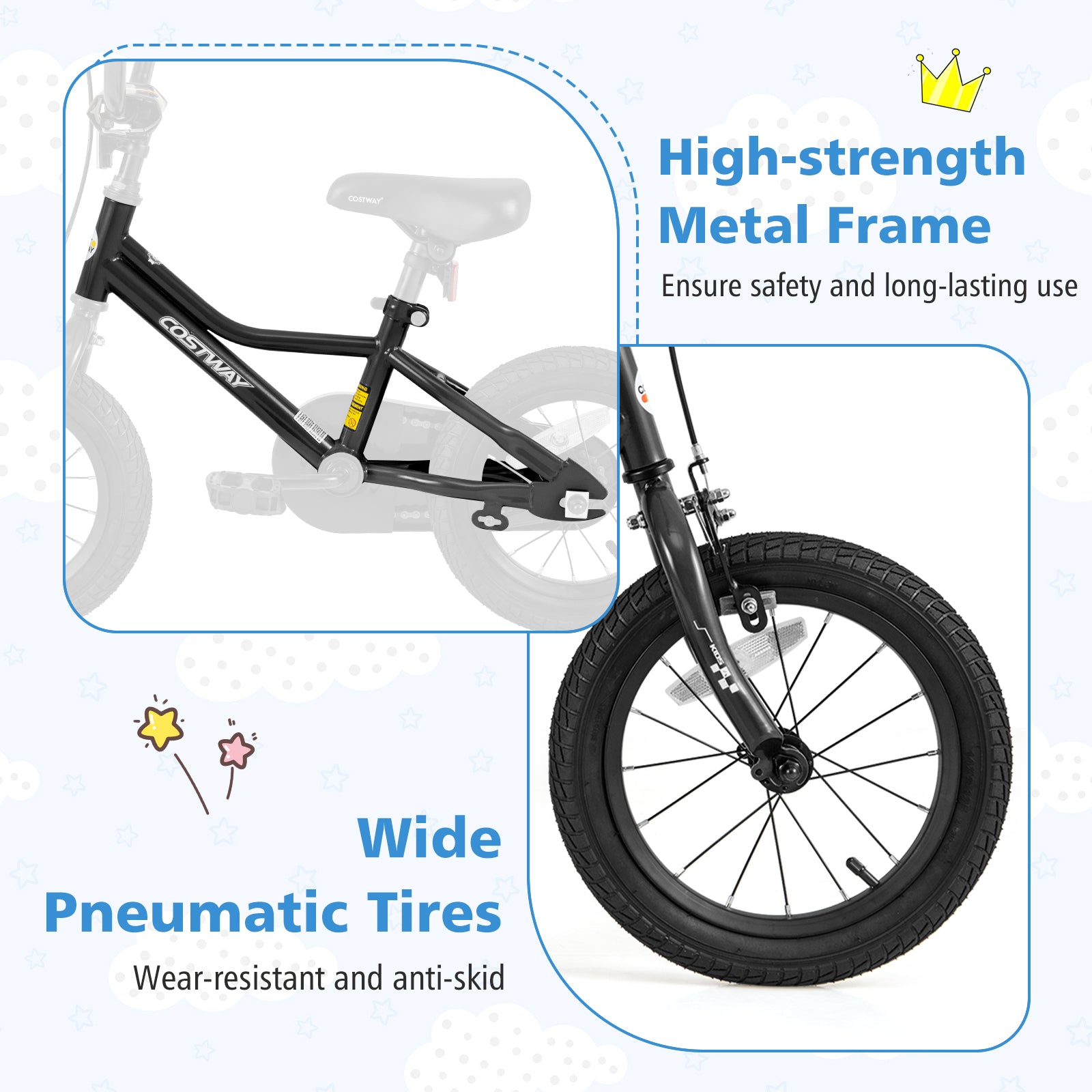 14 Inch Kids Bike, Adjustable For 3-5 Years, Low-Step Frame, Black Kids Bike at Gallery Canada