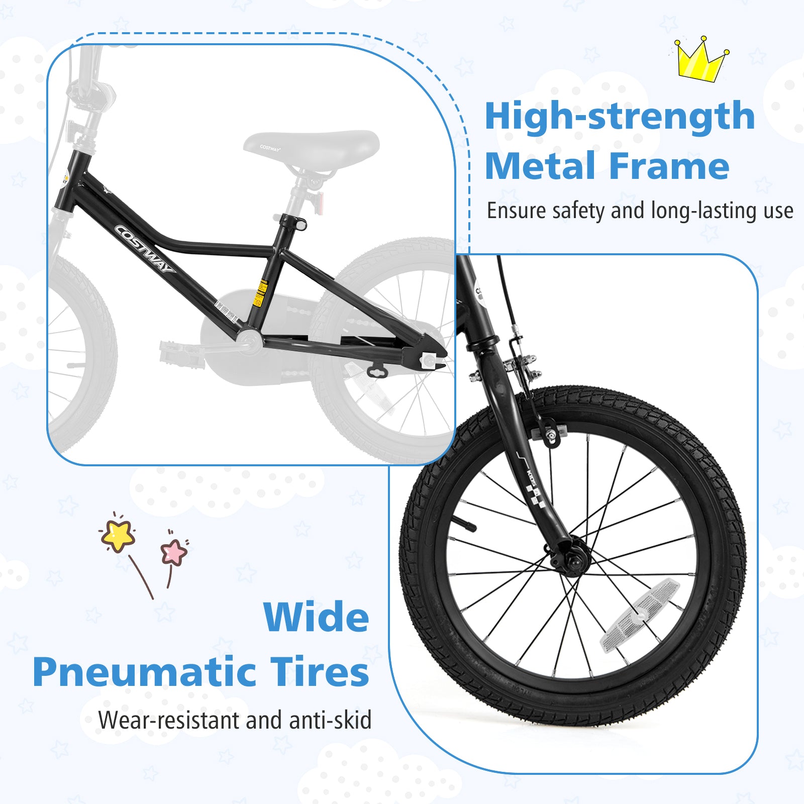 16 Inch Kids Bike, Adjustable For 4-7 Years, Low-Step Frame, Black Kids Bike at Gallery Canada