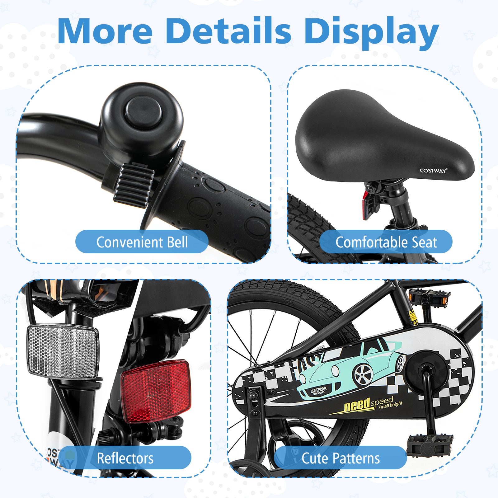 16 Inch Kids Bike, Adjustable For 4-7 Years, Low-Step Frame, Black Kids Bike at Gallery Canada