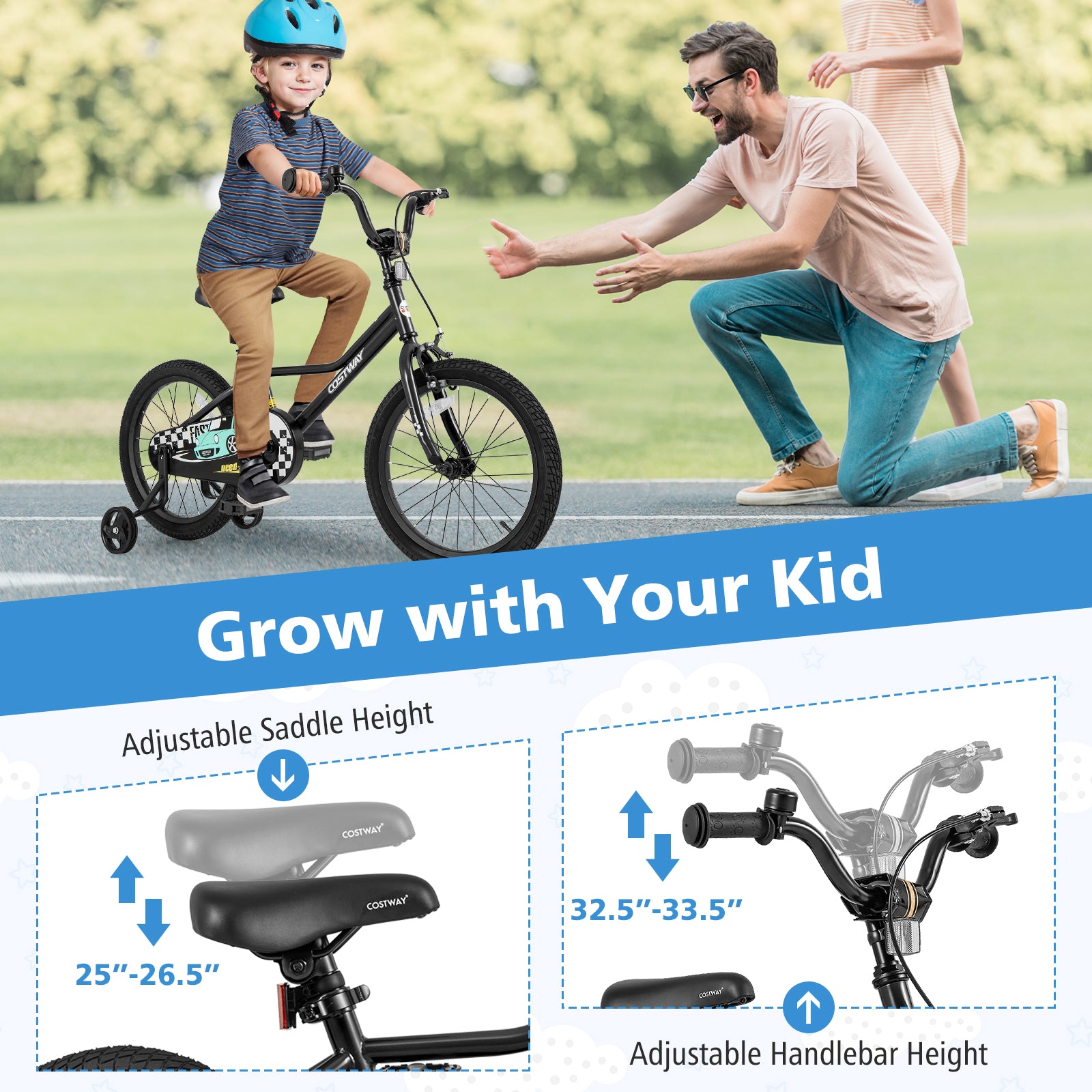 18 Inch Kids Bike, Adjustable 4-8 Years, Low-Step Frame, Black Kids Bike at Gallery Canada