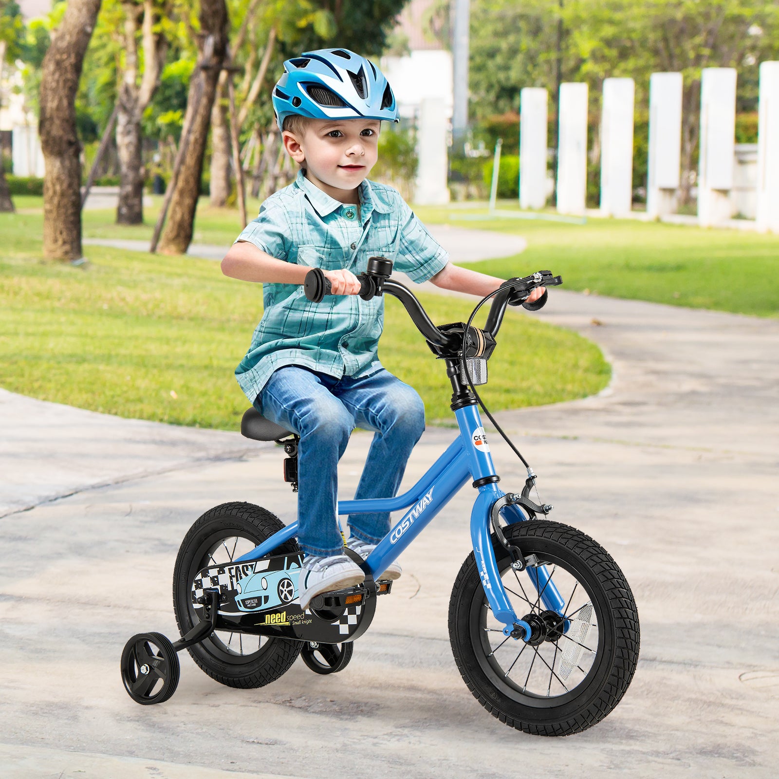 12 Inch Kids Bike, Removable Training Wheels, Aged 3-4 Years, Blue Kids Bike at Gallery Canada