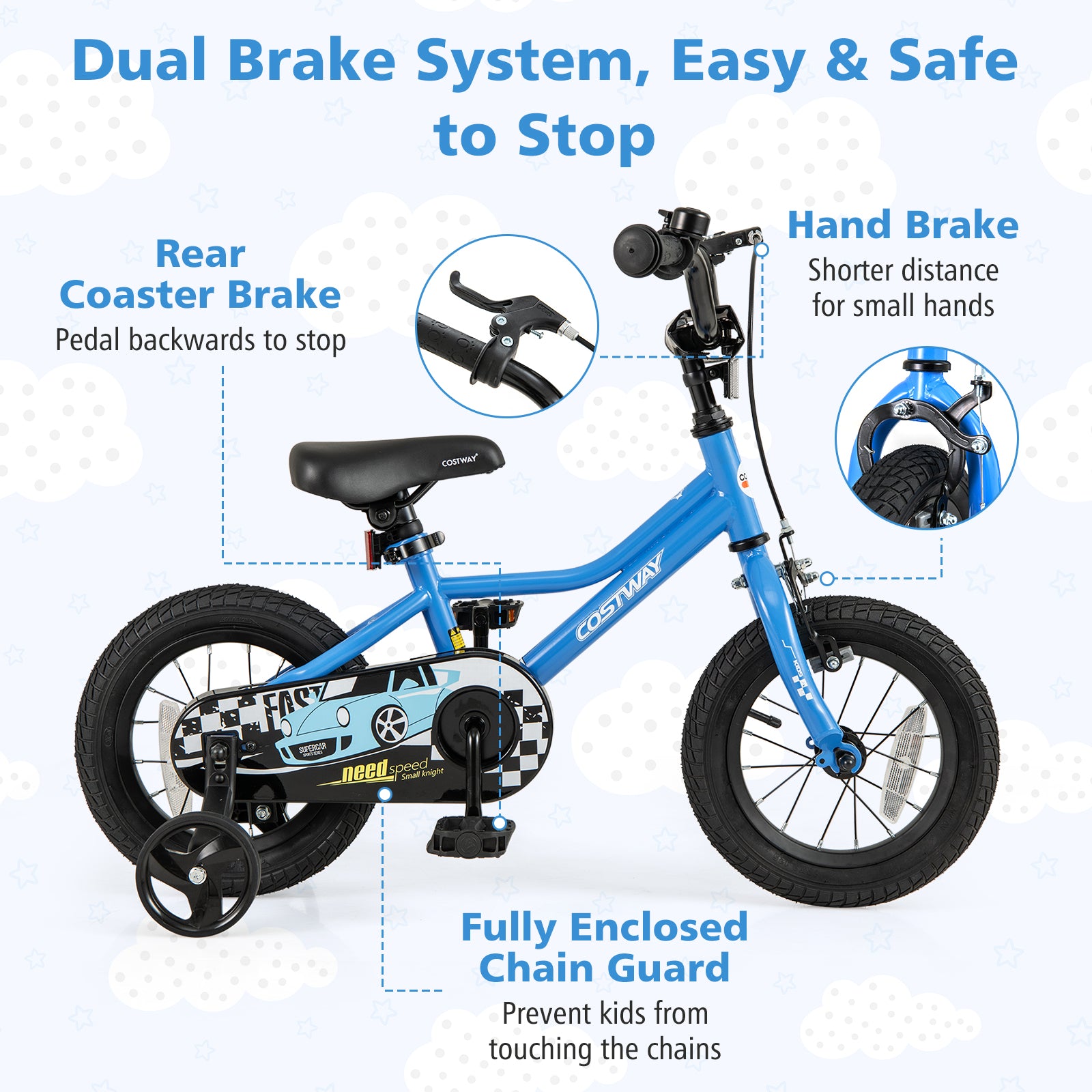 12 Inch Kids Bike, Removable Training Wheels, Aged 3-4 Years, Blue Kids Bike at Gallery Canada