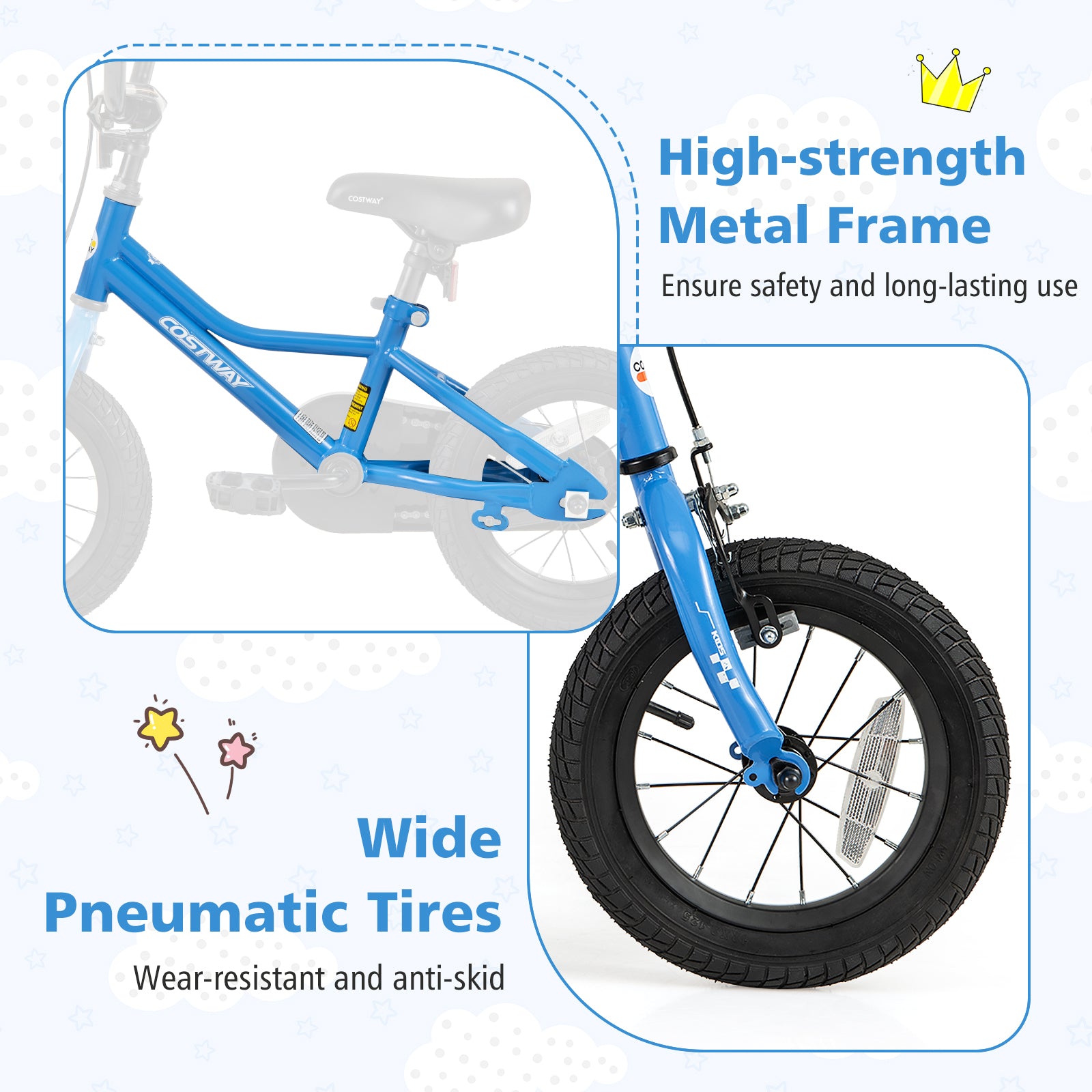12 Inch Kids Bike, Removable Training Wheels, Aged 3-4 Years, Blue Kids Bike at Gallery Canada