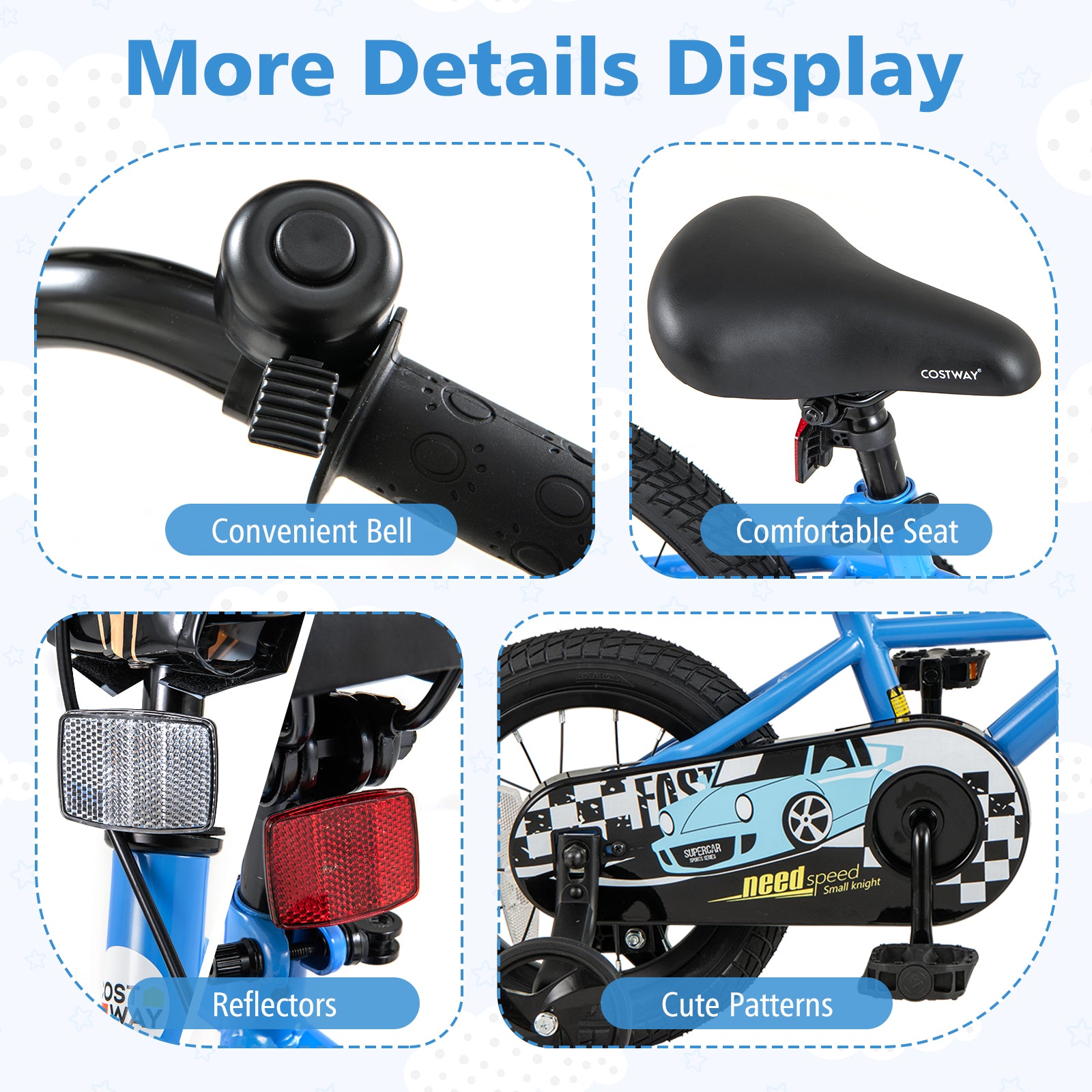 12 Inch Kids Bike, Removable Training Wheels, Aged 3-4 Years, Blue Kids Bike at Gallery Canada