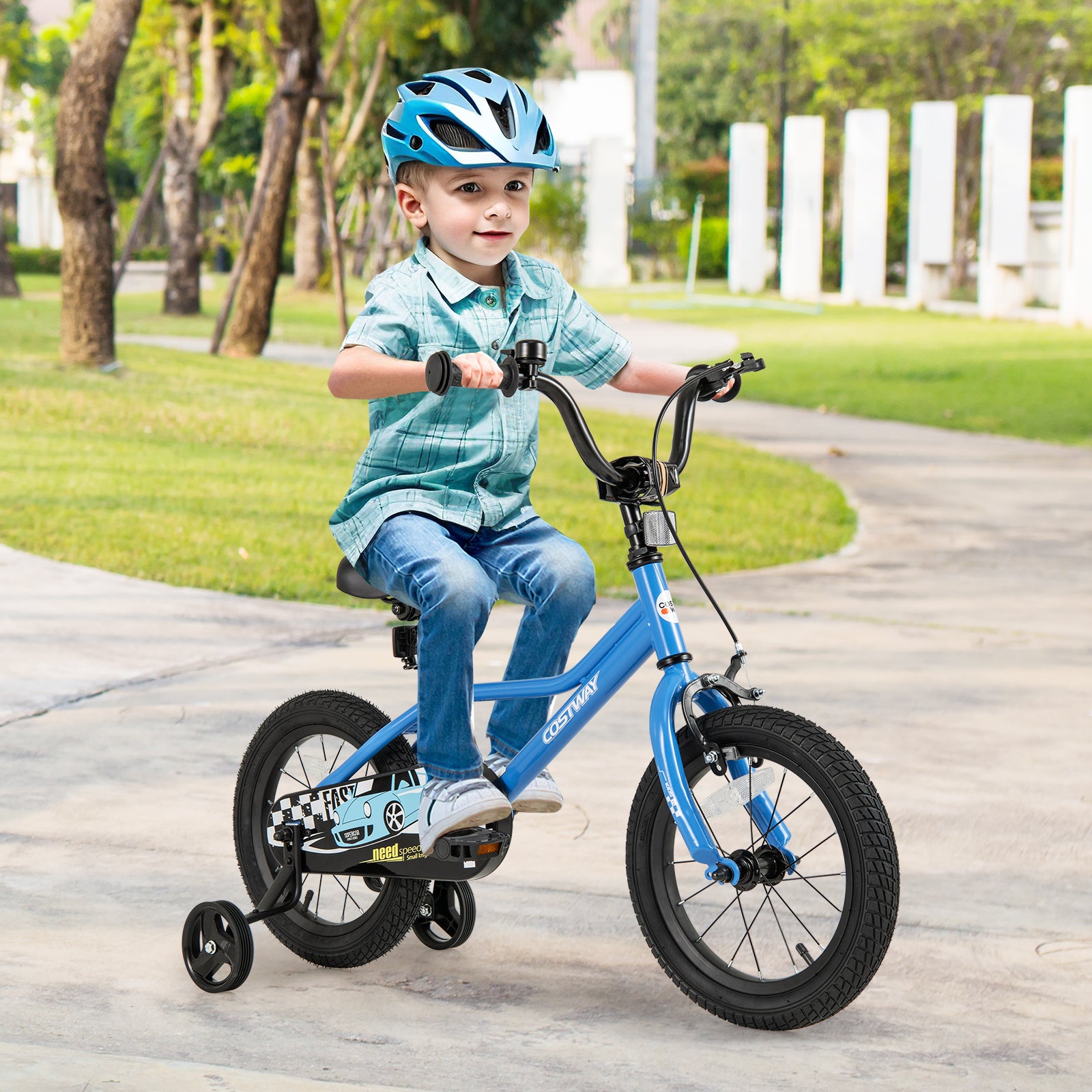 14 Inch Kids Bike, Removable Training Wheels, Ages 3-5, Blue Kids Bike at Gallery Canada