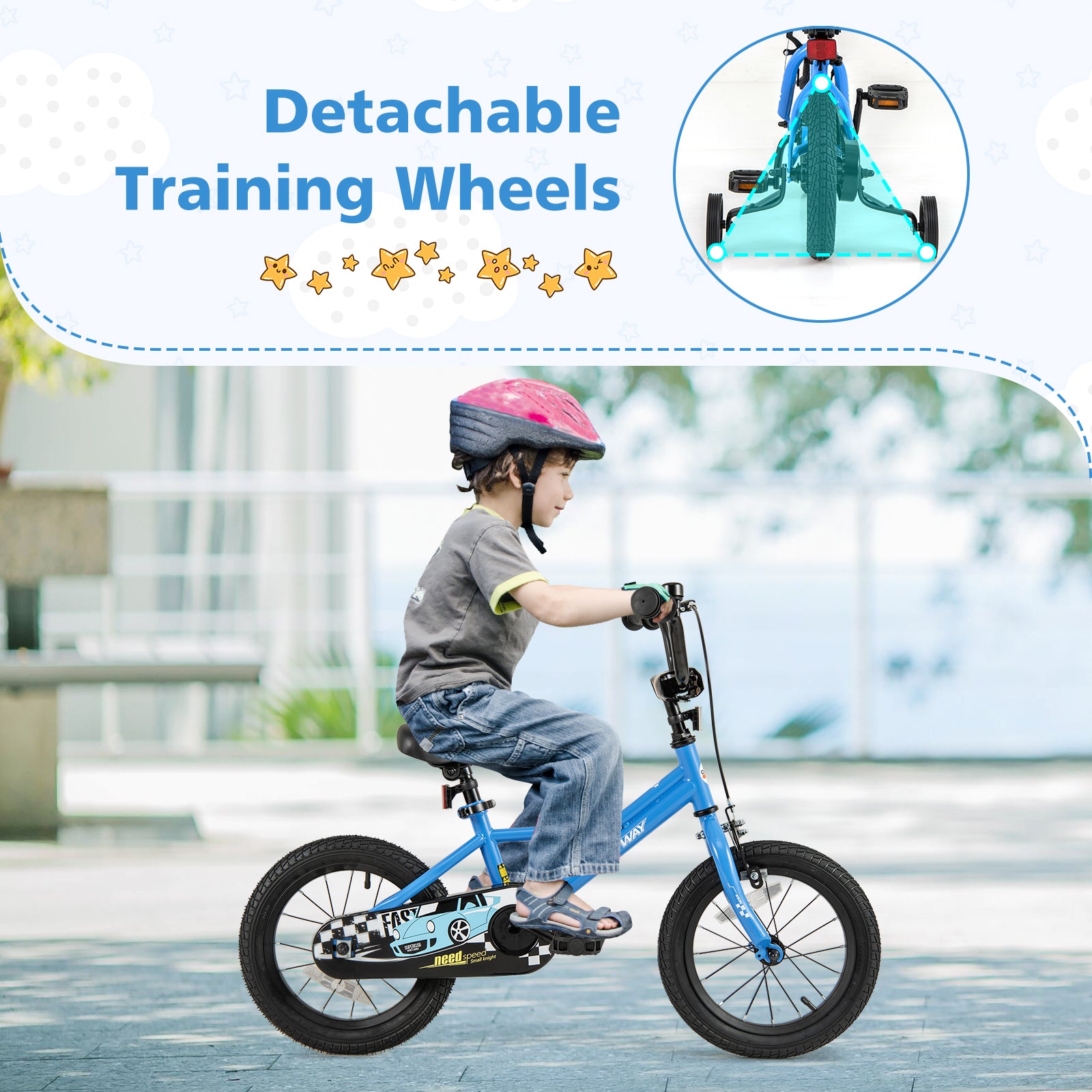 14 Inch Kids Bike, Removable Training Wheels, Ages 3-5, Blue Kids Bike at Gallery Canada