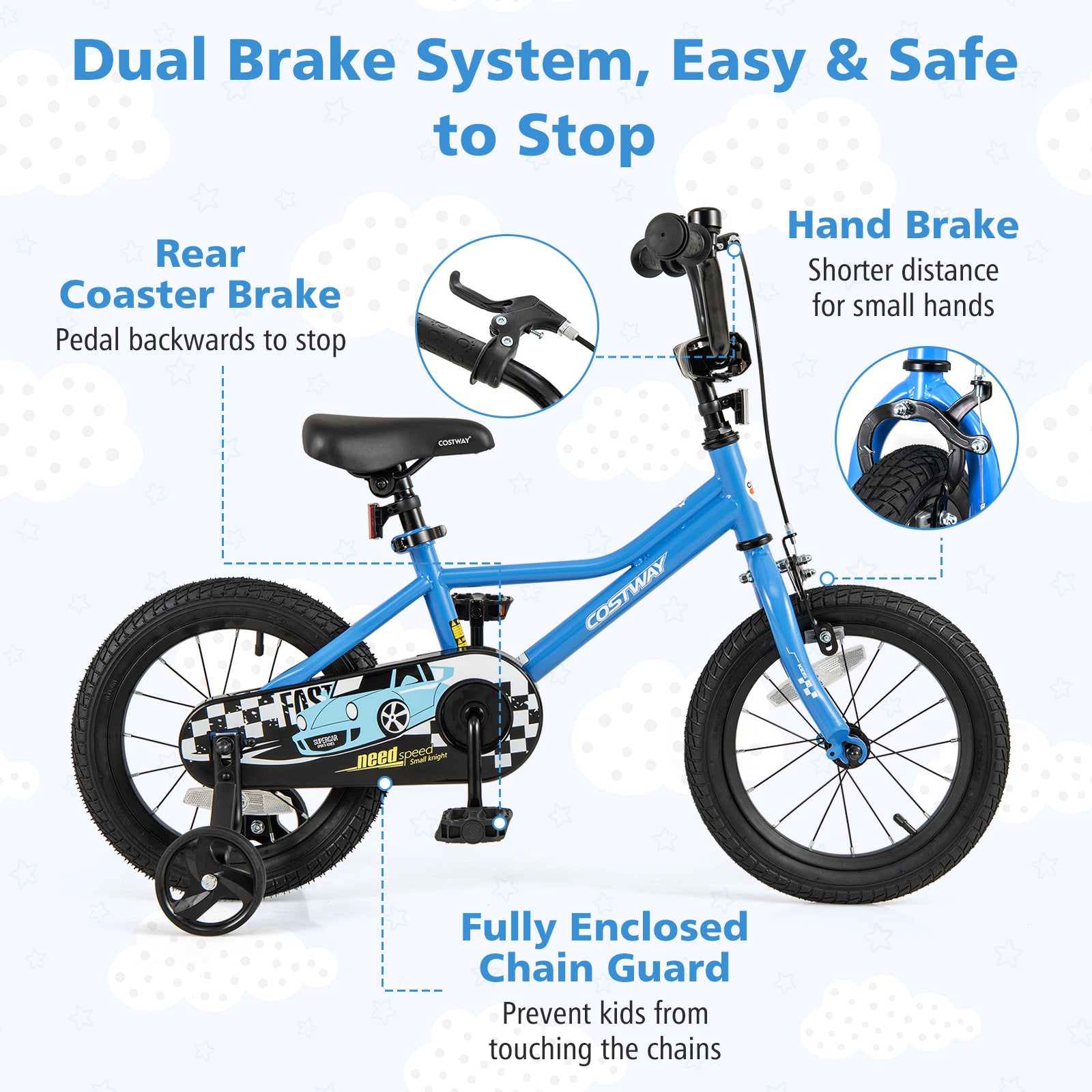 14 Inch Kids Bike, Removable Training Wheels, Ages 3-5, Blue Kids Bike at Gallery Canada