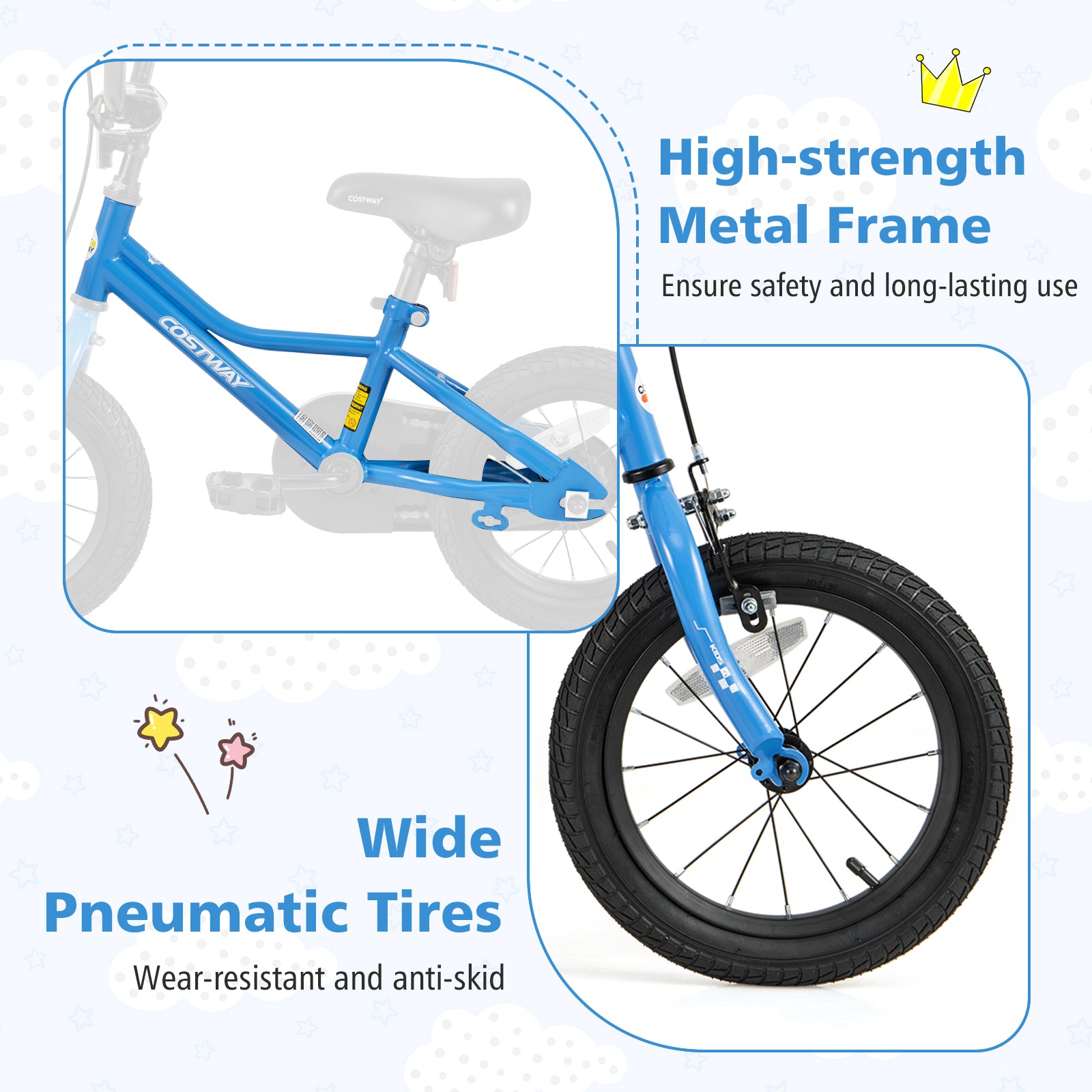 14 Inch Kids Bike, Removable Training Wheels, Ages 3-5, Blue Kids Bike at Gallery Canada