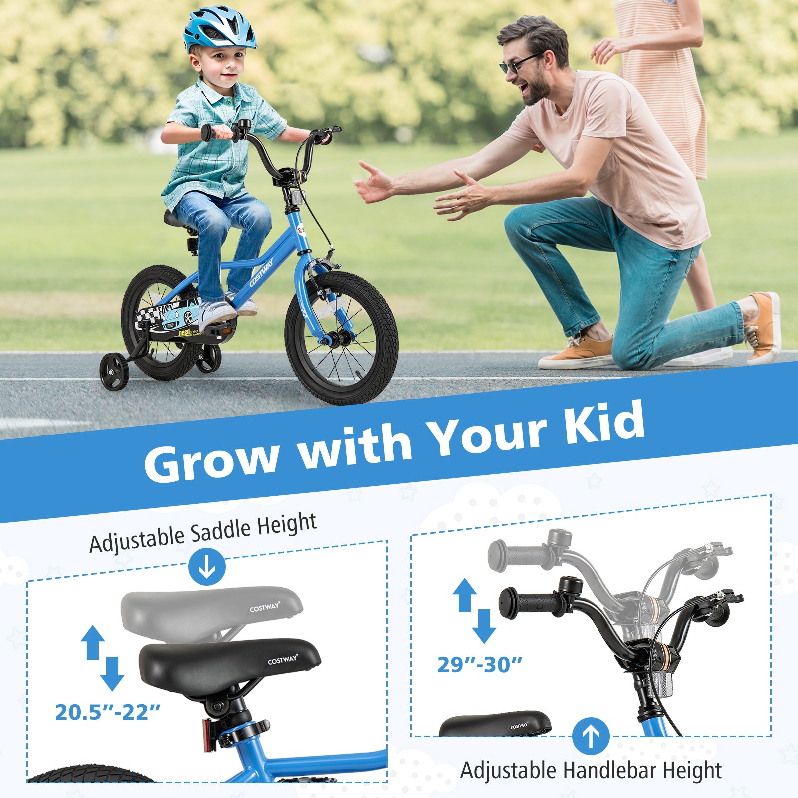 14 Inch Kids Bike, Removable Training Wheels, Ages 3-5, Blue Kids Bike at Gallery Canada