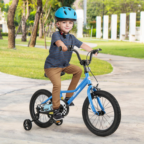 16 Inch Kids Bike, Removable Training Wheels, Ages 4-7, Blue