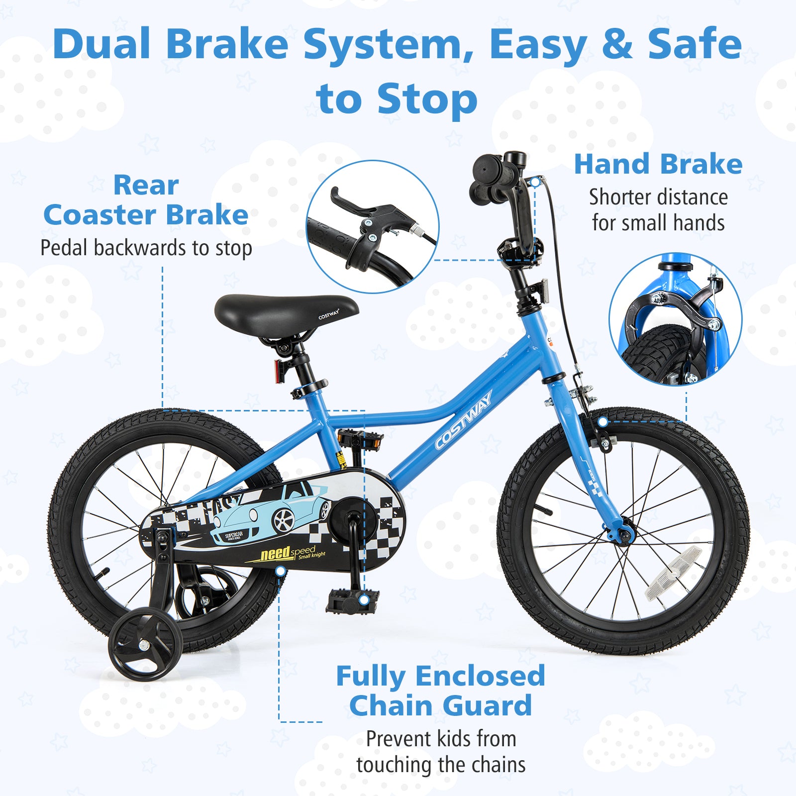 16 Inch Kids Bike, Removable Training Wheels, Ages 4-7, Blue Kids Bike at Gallery Canada