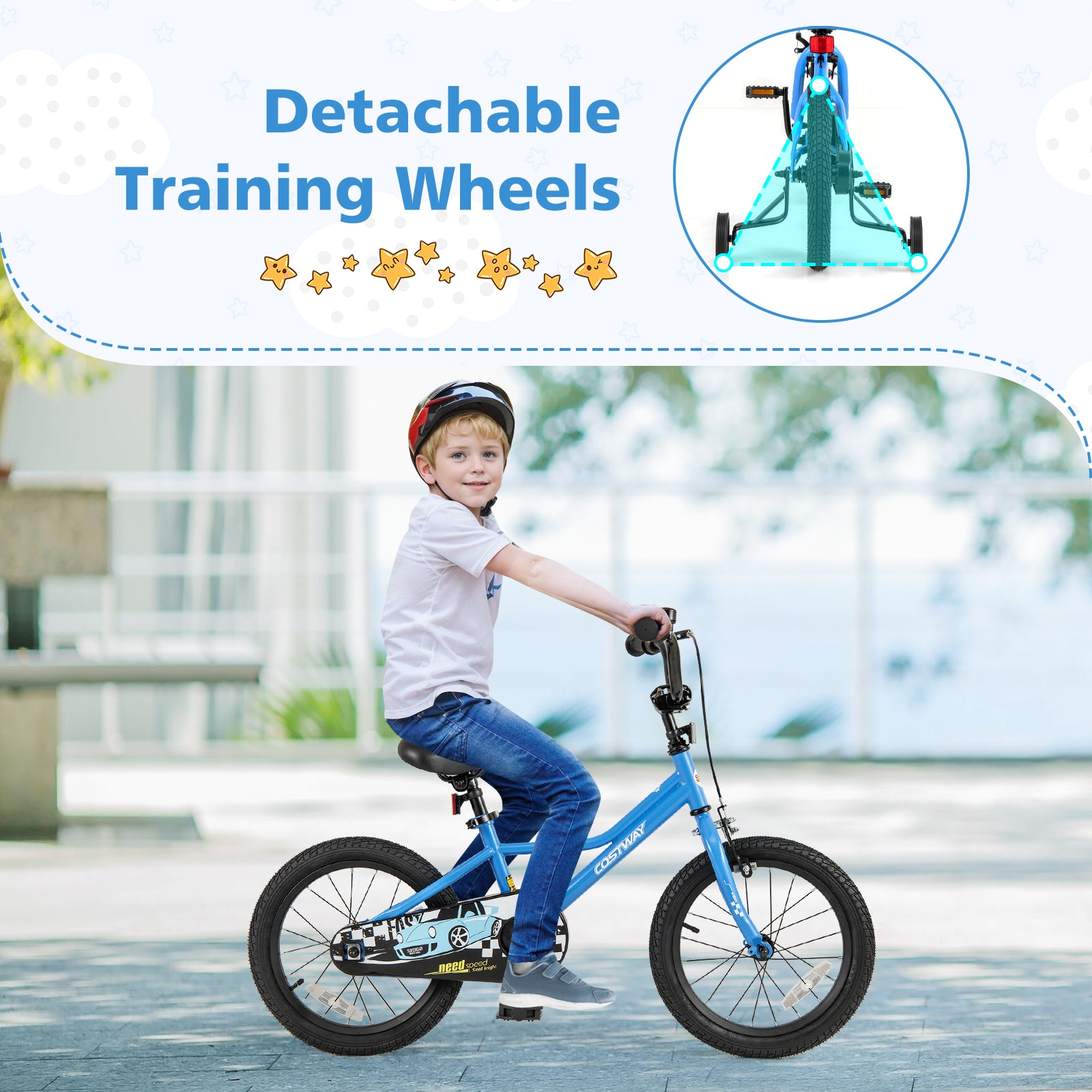 16 Inch Kids Bike, Removable Training Wheels, Ages 4-7, Blue Kids Bike at Gallery Canada