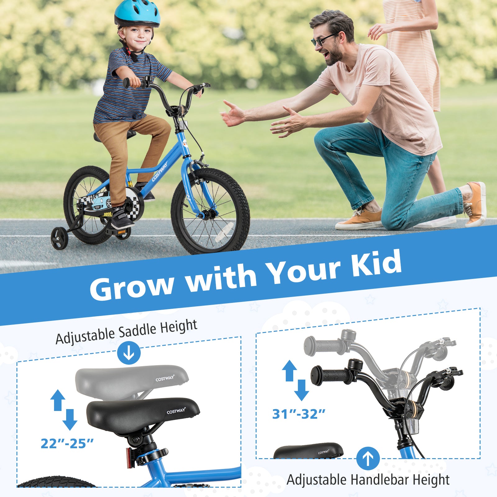 16 Inch Kids Bike, Removable Training Wheels, Ages 4-7, Blue Kids Bike at Gallery Canada