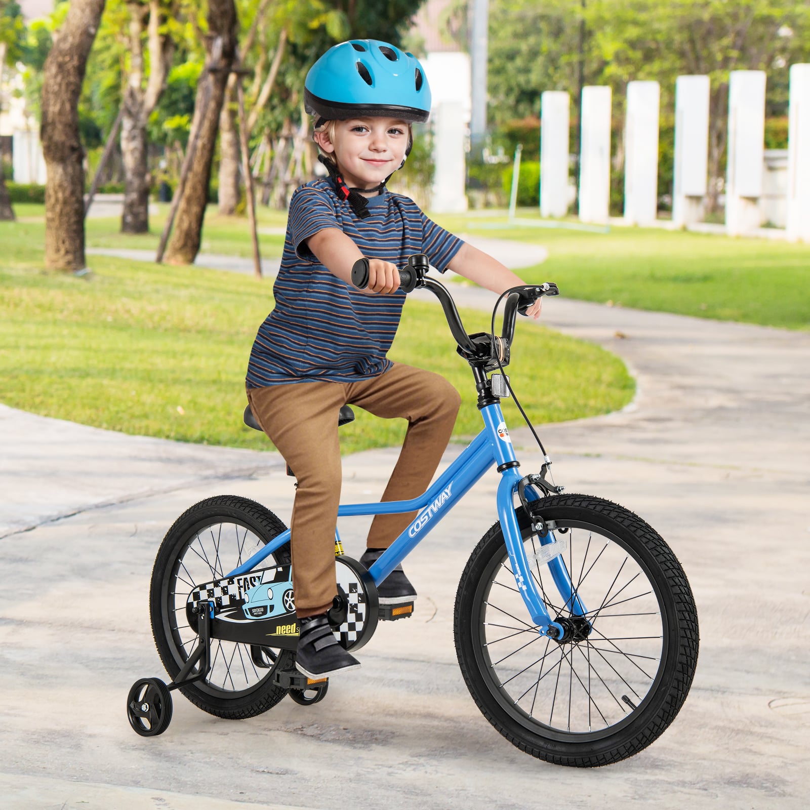 18 Inch Kids Bike, Removable Training Wheels, Ages 4-8, Blue Kids Bike at Gallery Canada