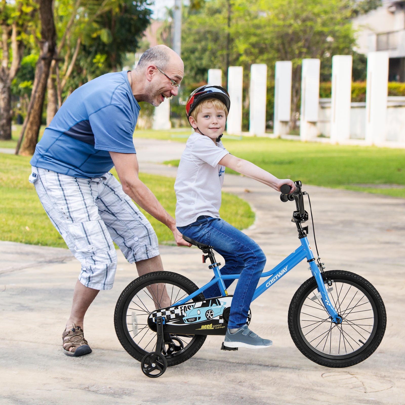 18 Inch Kids Bike, Removable Training Wheels, Ages 4-8, Blue Kids Bike at Gallery Canada