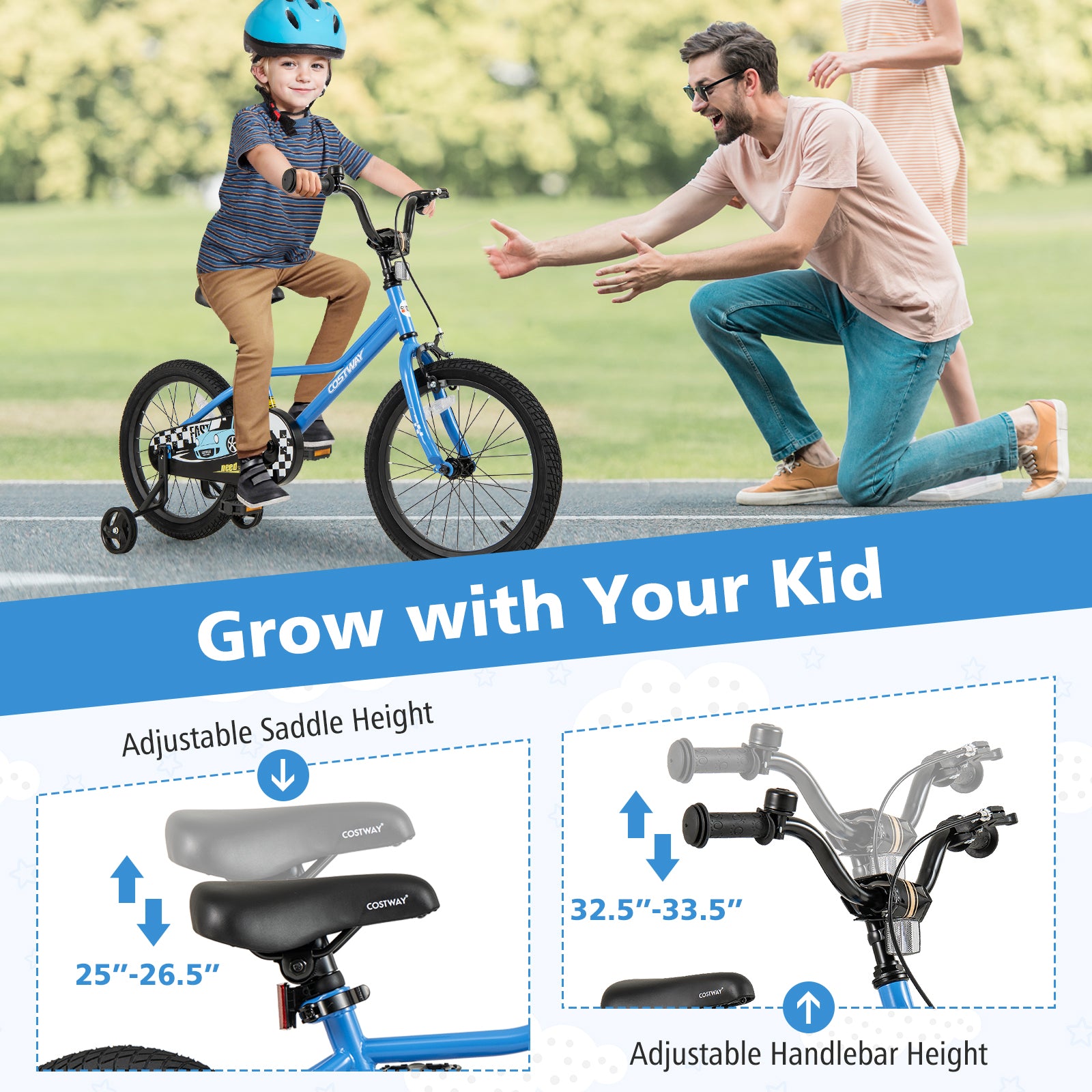 18 Inch Kids Bike, Removable Training Wheels, Ages 4-8, Blue Kids Bike at Gallery Canada