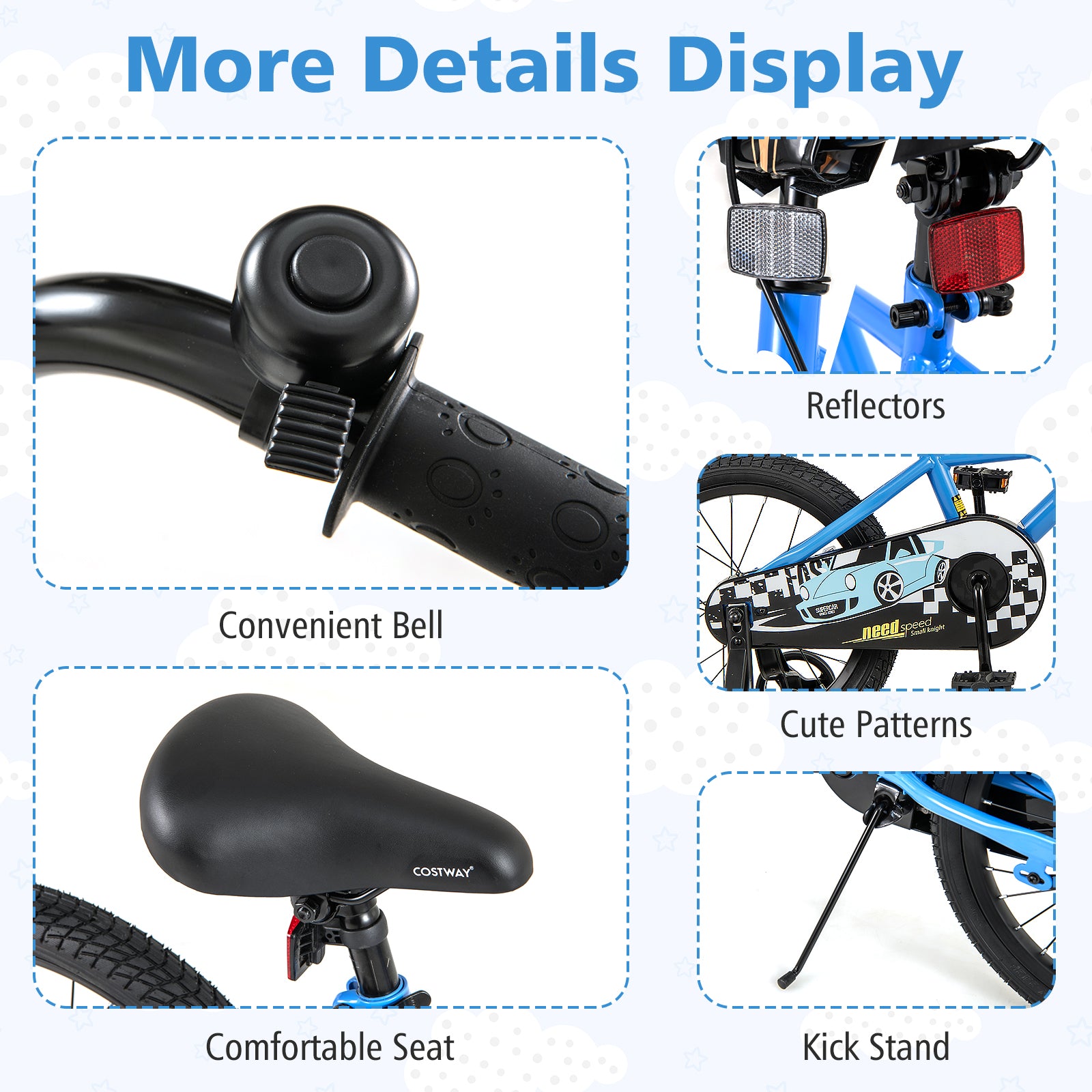 18 Inch Kids Bike, Removable Training Wheels, Ages 4-8, Blue Kids Bike at Gallery Canada