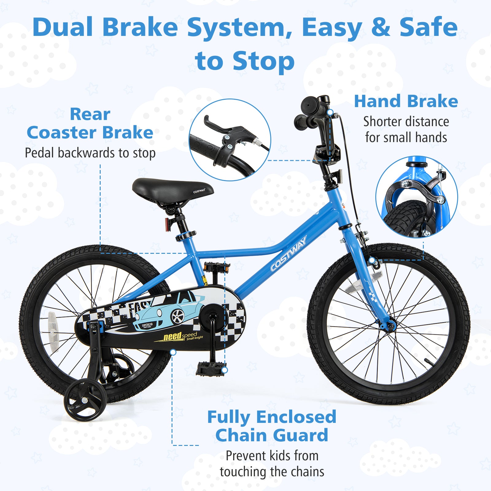 18 Inch Kids Bike, Removable Training Wheels, Ages 4-8, Blue Kids Bike at Gallery Canada