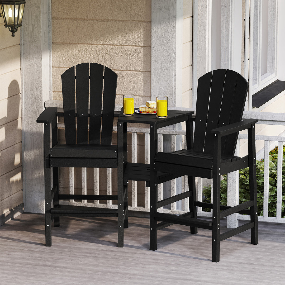 2-Seat Adirondack Chair, All-Weather With Double Connecting Tray, Black Adirondack Chairs at Gallery Canada