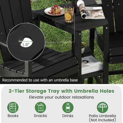 2-Seat Adirondack Chair, All-Weather With Double Connecting Tray, Black Adirondack Chairs at Gallery Canada