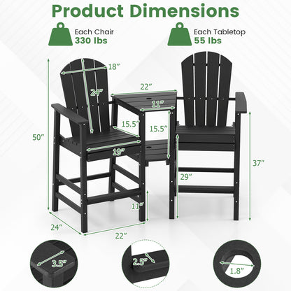 2-Seat Adirondack Chair, All-Weather With Double Connecting Tray, Black Adirondack Chairs at Gallery Canada