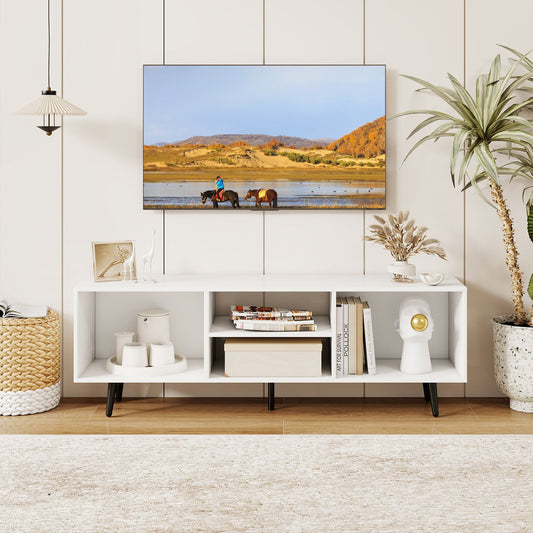 47.5 Inches TV Stand for 55-Inch TV with Compartments and Metal Legs, White Entertainment Centers & TV Stands White at Gallery Canada