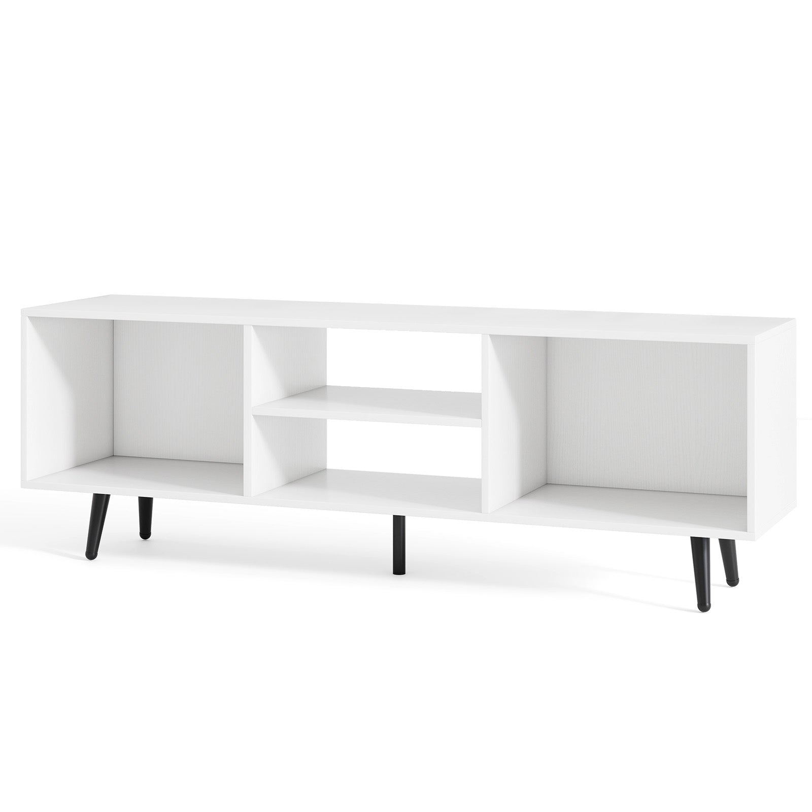 47.5 Inches TV Stand for 55-Inch TV with Compartments and Metal Legs, White Entertainment Centers & TV Stands at Gallery Canada