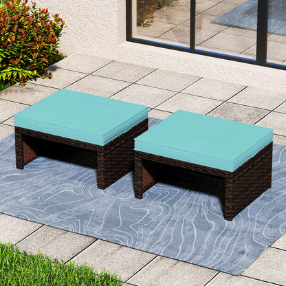 Outdoor Patio PE Rattan Ottoman, Turquoise Outdoor Seating & Patio Chairs at Gallery Canada