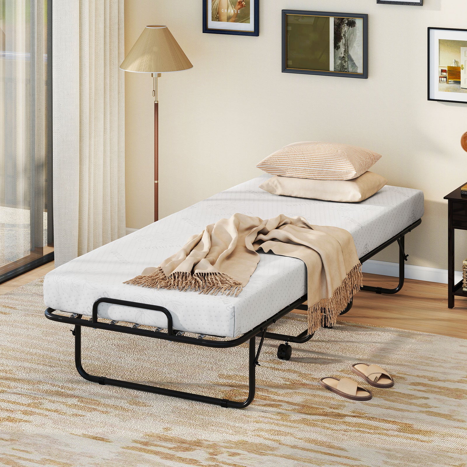 Cot Size Folding Bed Frame, Memory Foam Mattress, Metal Frame Folding Beds at Gallery Canada