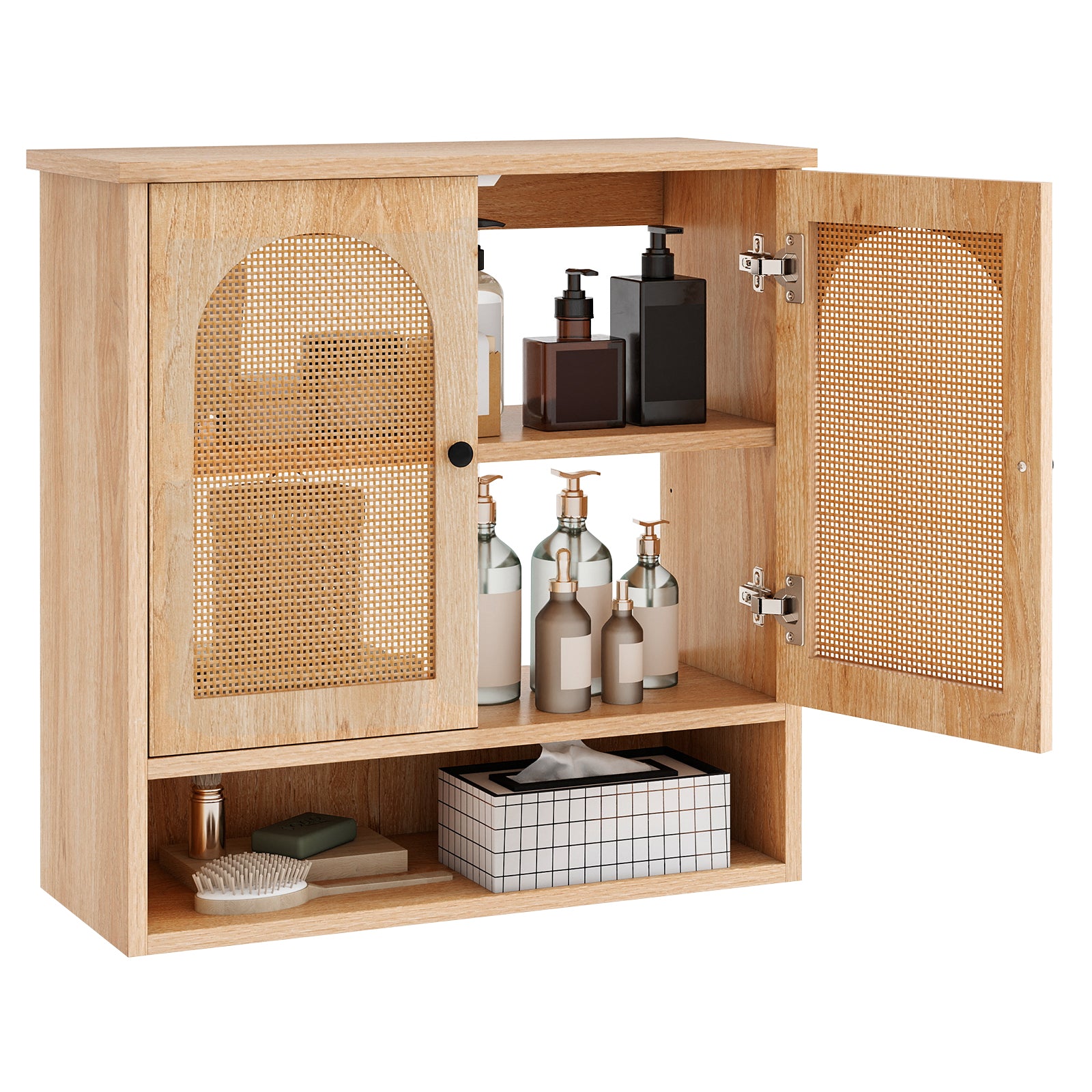 Bathroom Wall Cabinet, PE Rattan Doors, Adjustable Shelves, Natural Wall Cabinets at Gallery Canada