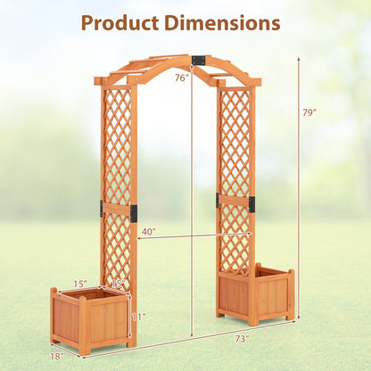 Wooden Garden Arbor With Planter And Trellis, Orange Outdoor Decor at Gallery Canada