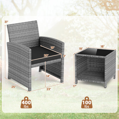 3 Piece Patio Set, Tempered Glass Table, Soft Cushions, Black Patio Conversation Sets at Gallery Canada