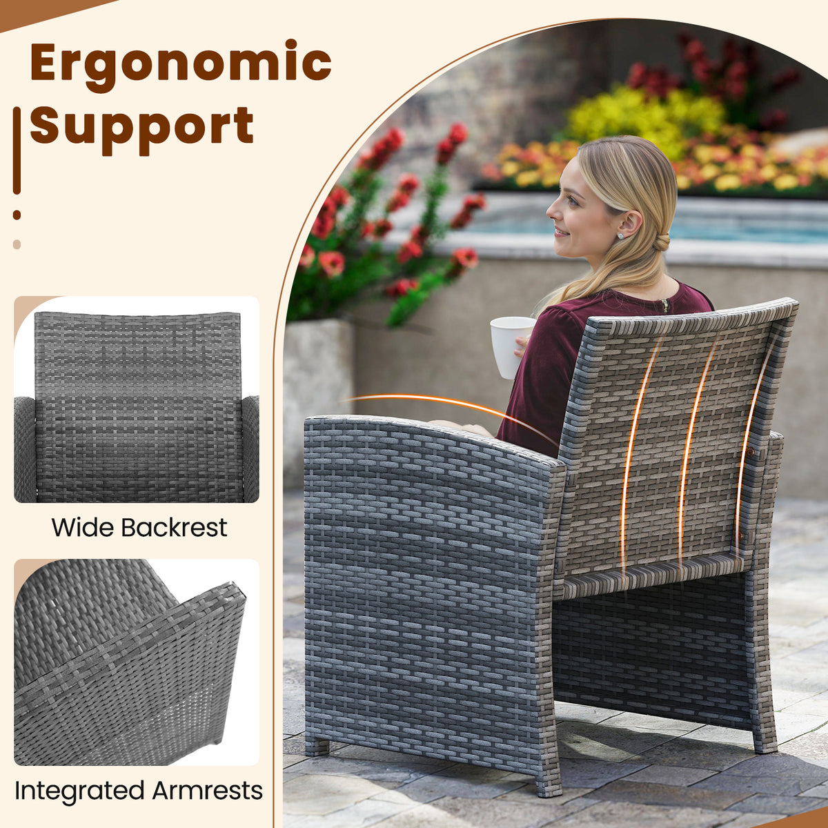 3 Piece Patio Set, Tempered Glass Table, Soft Cushions, Black Patio Conversation Sets at Gallery Canada