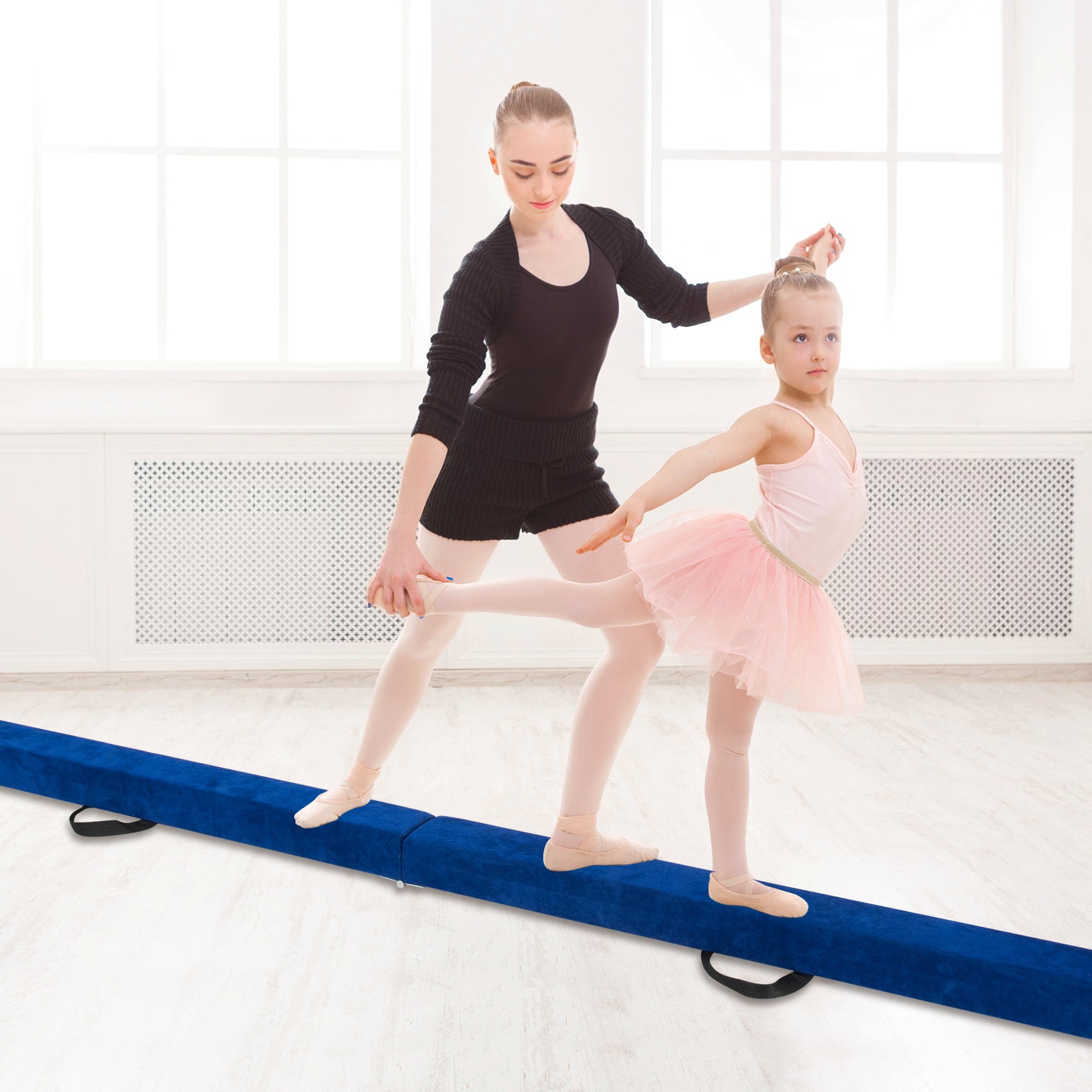 9 FT Folding Balance Beam, Anti-Slip Base, Pine Wood Frame, Blue Yoga & Gym Mats at Gallery Canada