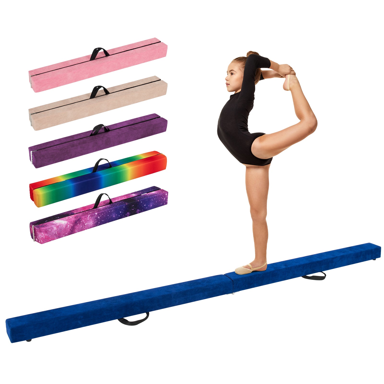 9 FT Folding Balance Beam, Anti-Slip Base, Pine Wood Frame, Blue Yoga & Gym Mats at Gallery Canada
