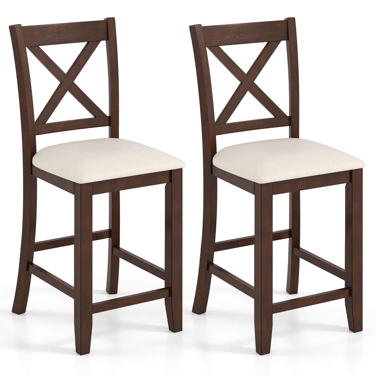 Modern Farmhouse Counter Height Stools, With Footrest And Cushion, Walnut Bar Stools at Gallery Canada