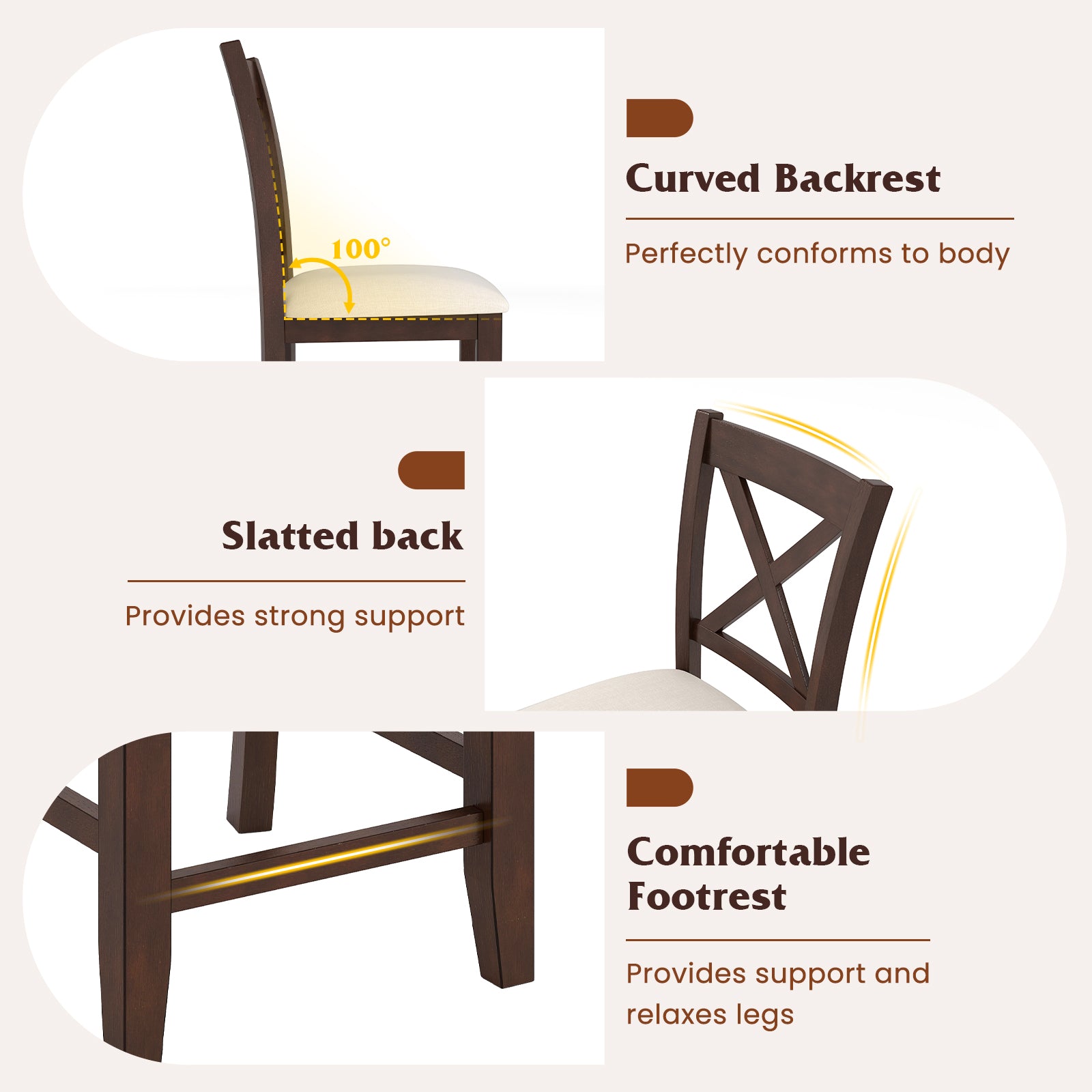 Modern Farmhouse Counter Height Stools, With Footrest And Cushion, Walnut Bar Stools at Gallery Canada
