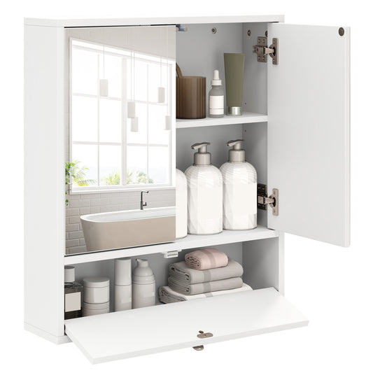 Double Mirror Door Wall Mount Storage Cabinet, White Wall Cabinets White at Gallery Canada