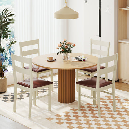 Wooden Dining Chair Set of 2 PU Leather Upholstered Kitchen Armless Chairs, White Dining Chairs at Gallery Canada