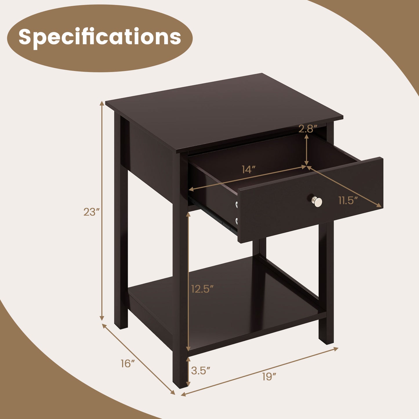 Wooden Storage Shelf With Drawer, Brown Nightstands at Gallery Canada
