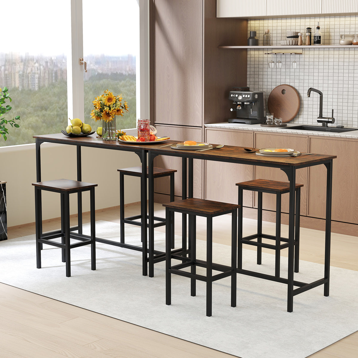 Industrial 3-Piece 47.5" Counter-Height Dining Table, 2 Bar Stools Dining Room Sets at Gallery Canada