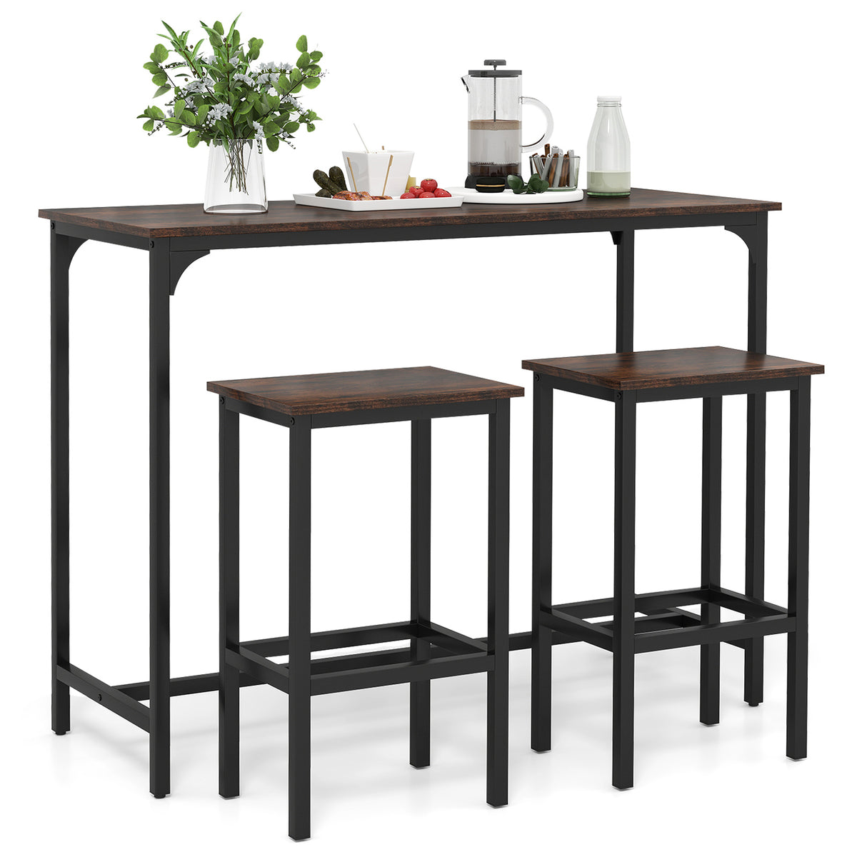 Industrial 3-Piece 47.5" Counter-Height Dining Table, 2 Bar Stools Dining Room Sets Coffee at Gallery Canada