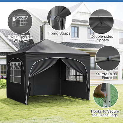 10 X 10 FT Pop Up Canopy Tent, 4 Removable Sidewalls, Gray Canopies at Gallery Canada