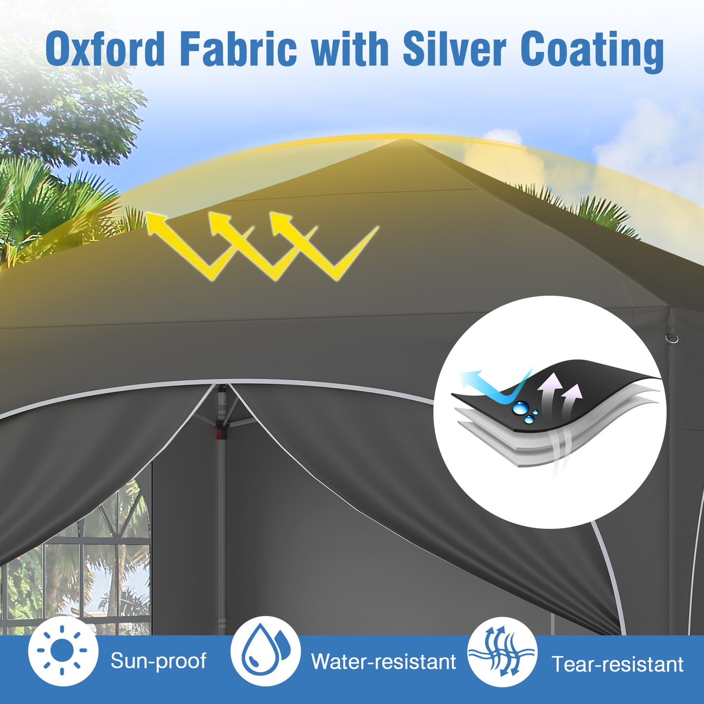 10 X 10 FT Pop Up Canopy Tent, 4 Removable Sidewalls, Gray Canopies at Gallery Canada