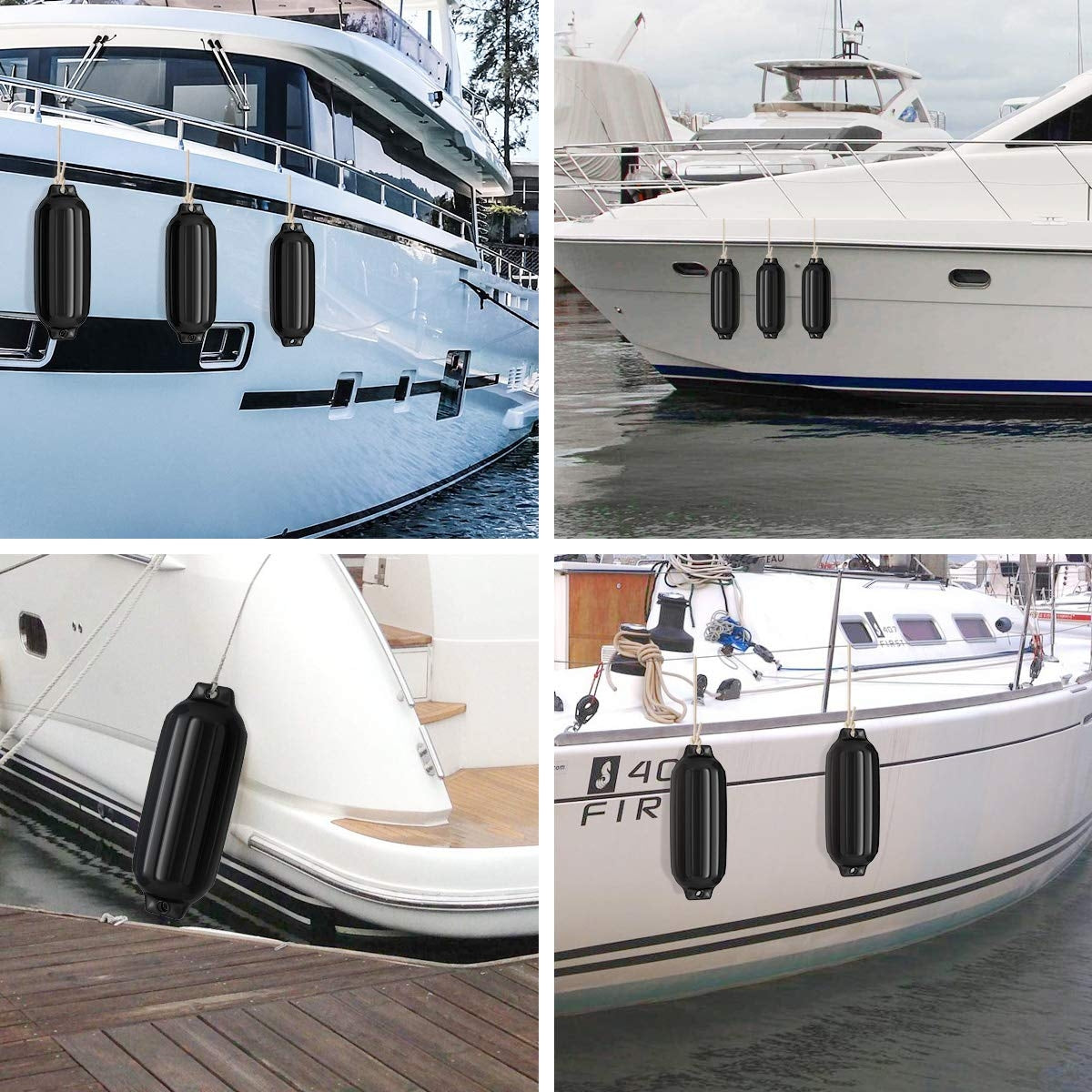 4 Ribbed Marine 8.5" x 27" Boat Fender Vinyl Bumper, Black Watercraft Parts & Accessories at Gallery Canada
