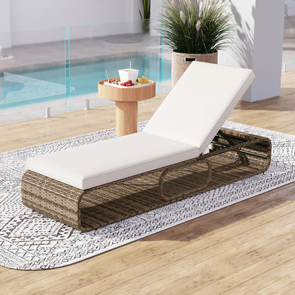 7-Position Adjustable PE Rattan Outdoor Chaise Lounge Chair, White Outdoor Chaise Lounges at Gallery Canada