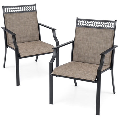 Patio Chairs Set of 2, All Weather Breathable Fabric, Brown Patio Dining Chairs at Gallery Canada