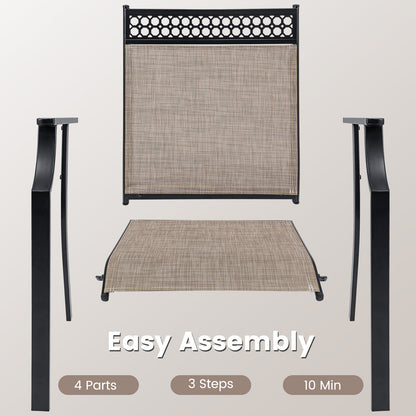Patio Chairs Set of 2, All Weather Breathable Fabric, Brown Patio Dining Chairs at Gallery Canada