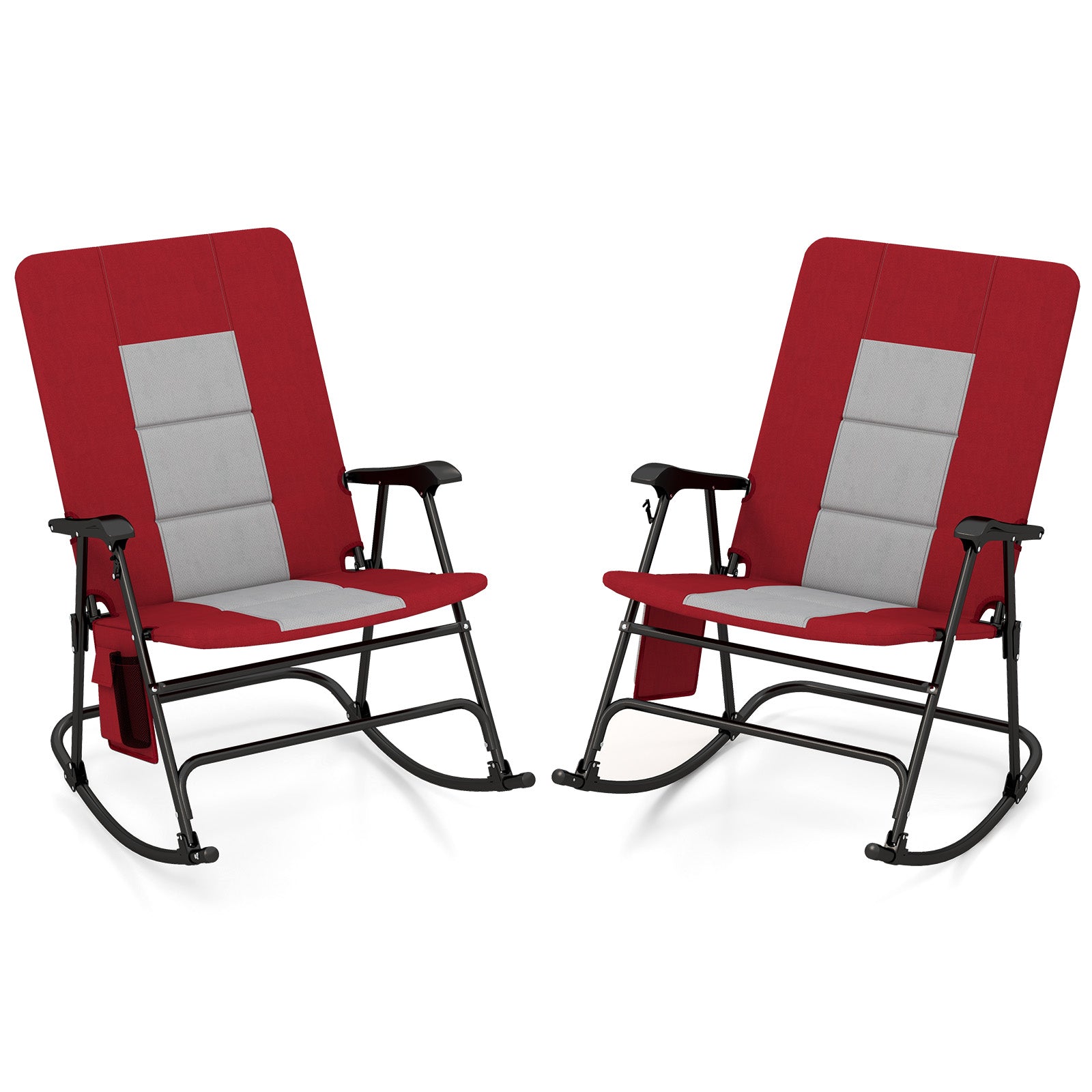 Foldable Rocking Padded Camping Chair With Backrest, Armrest, Red Patio Rocking Chairs & Gliders at Gallery Canada