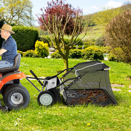 42 Inch Tow-Behind Lawn Sweeper, 26/27 Cu.FT Hopper Bag, Black
